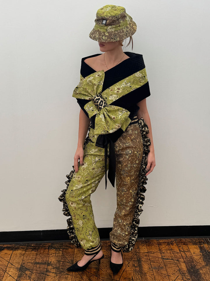 Amy Page DeBlasio Scarves Bow Scarf in Quilted Velour and Chinoiserie Print