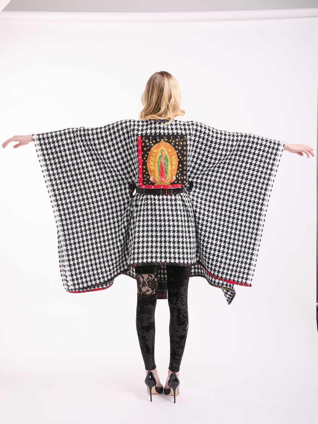 Amy Page DeBlasio Coats & Jackets Our Lady of Guadalupe Belted Houndstooth Poncho