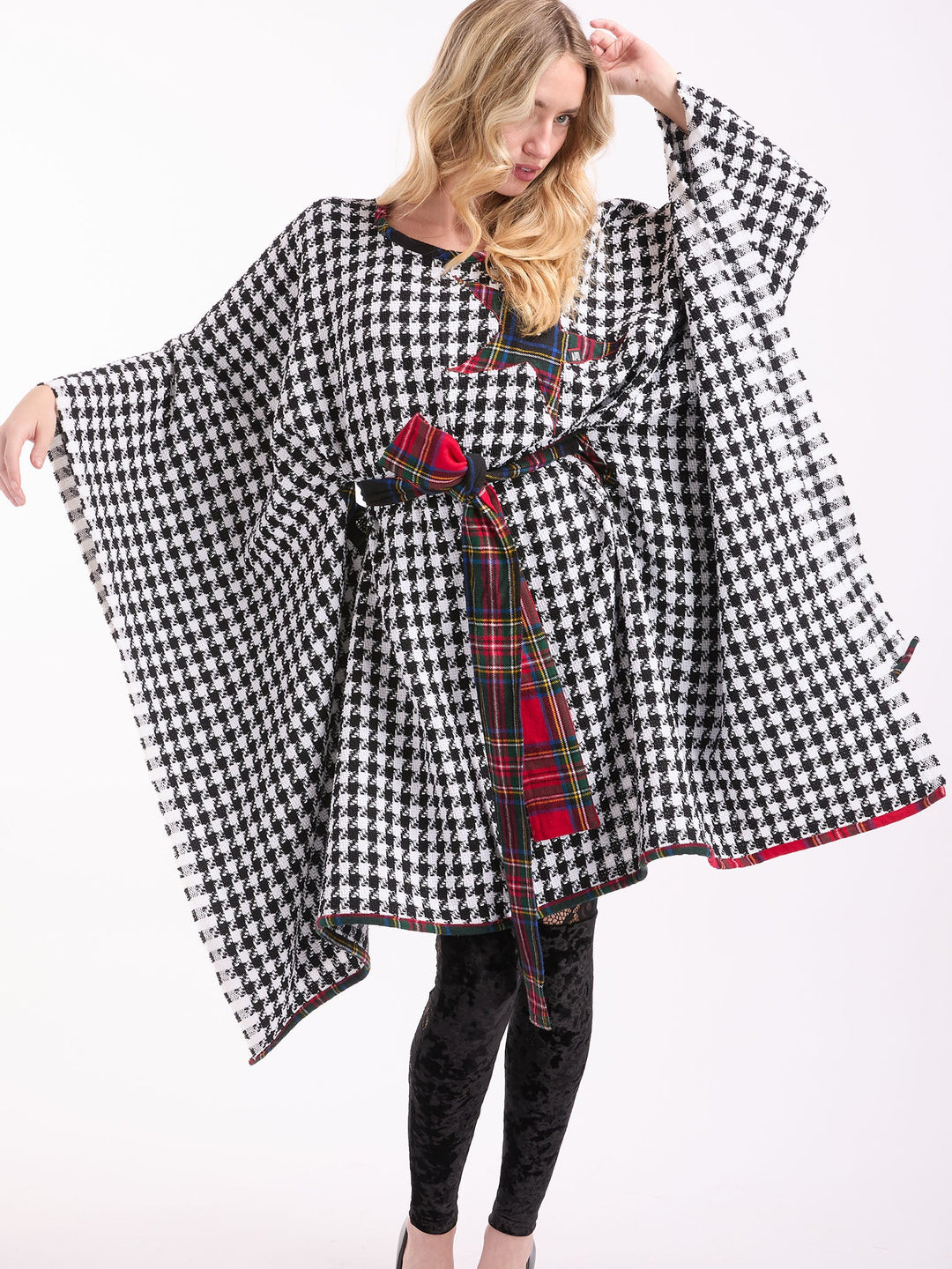 Amy Page DeBlasio Coats & Jackets Our Lady of Guadalupe Belted Houndstooth Poncho