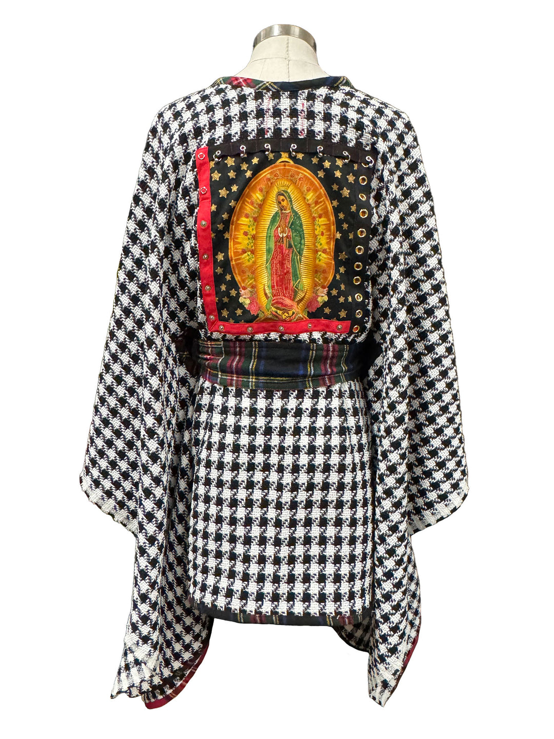 Our Lady of Guadalupe Belted Houndstooth Poncho