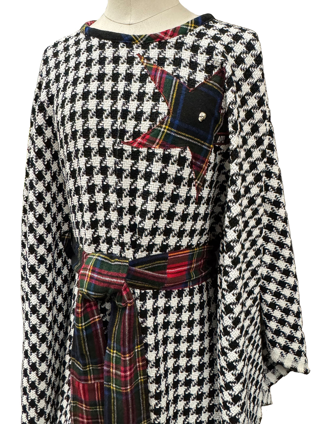 Our Lady of Guadalupe Belted Houndstooth Poncho