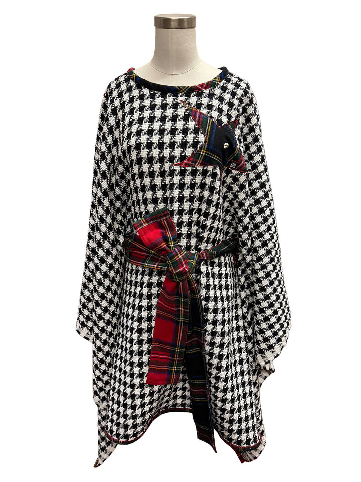 Our Lady of Guadalupe Belted Houndstooth Poncho