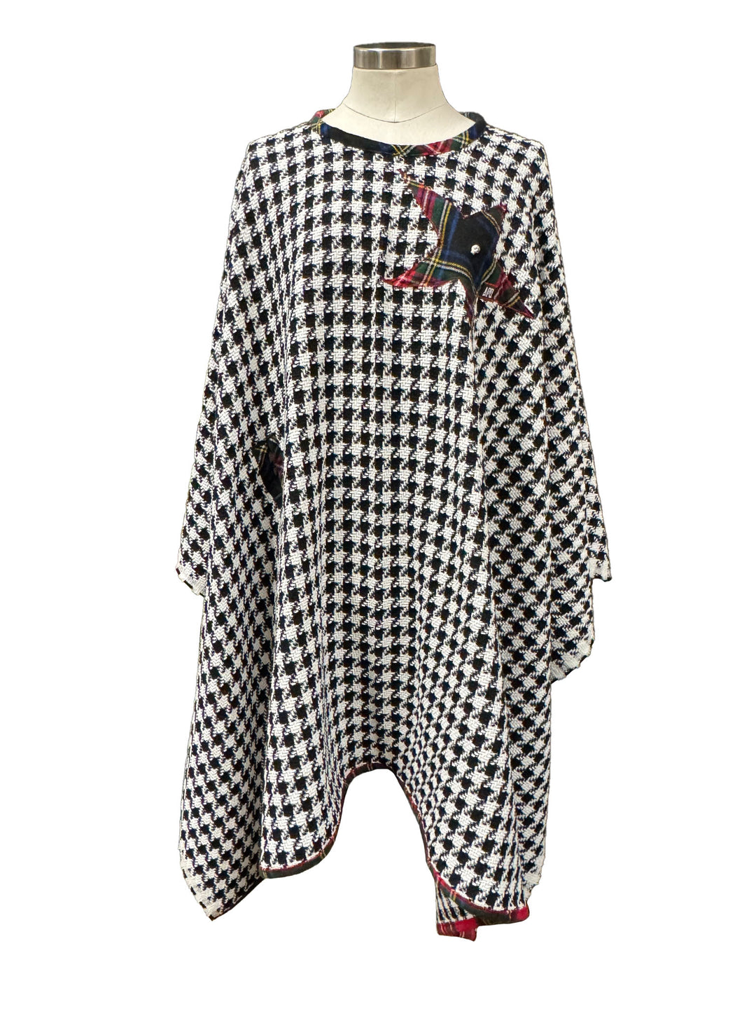 Our Lady of Guadalupe Belted Houndstooth Poncho