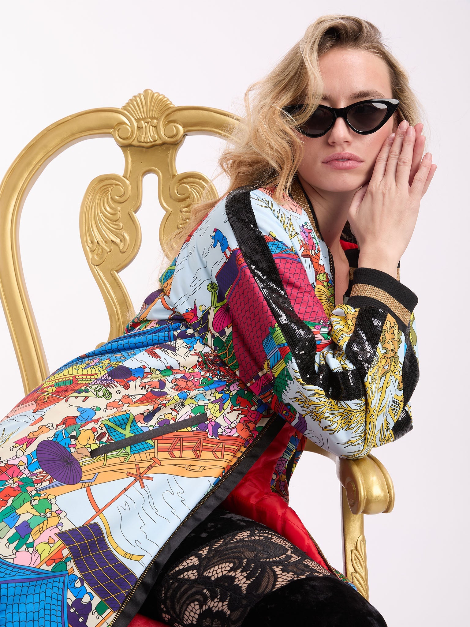 Women's Long Bomber Jacket, Asian Print – Amy Page DeBlasio