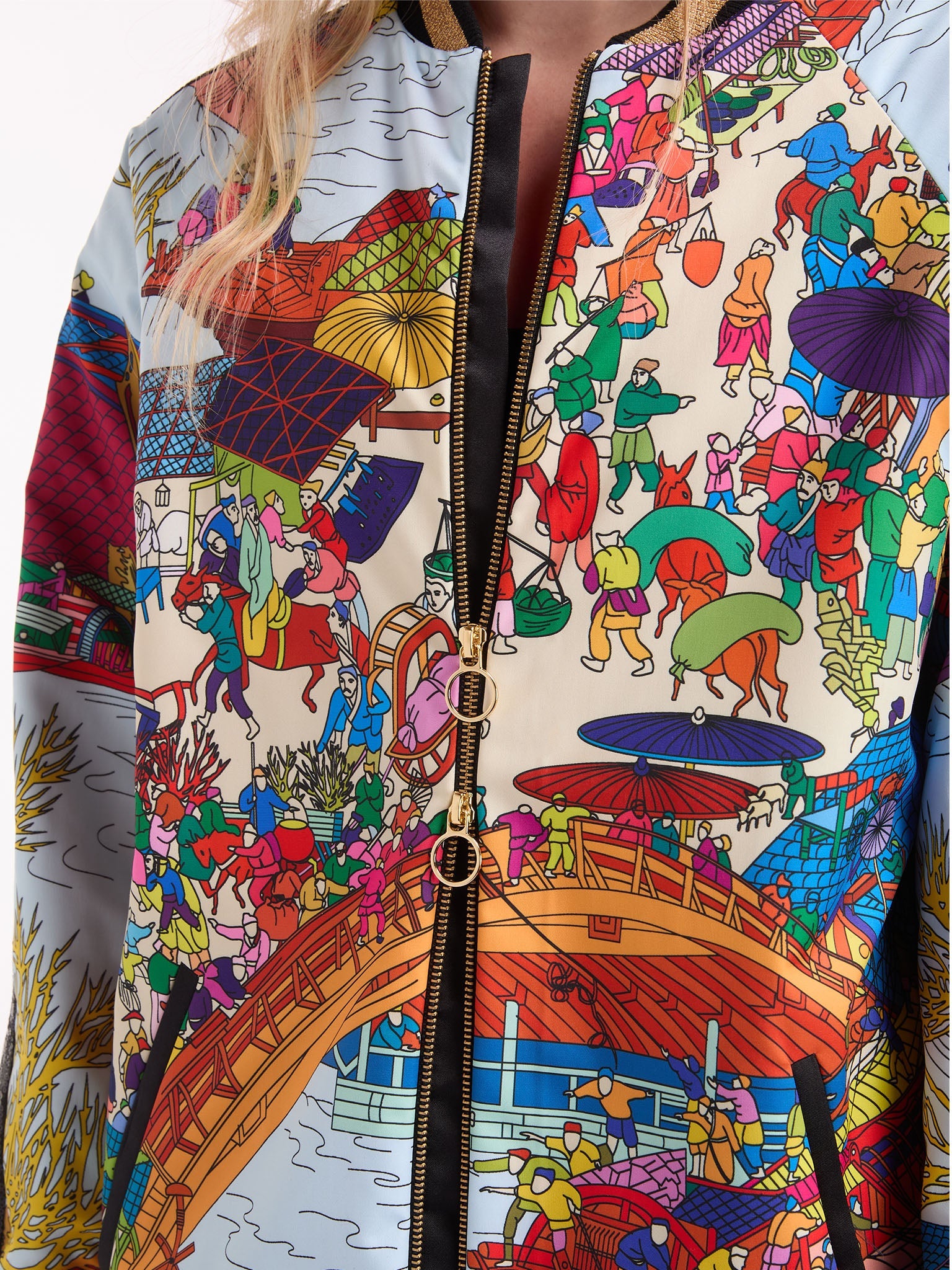 Women's Long Bomber Jacket, Asian Print – Amy Page DeBlasio