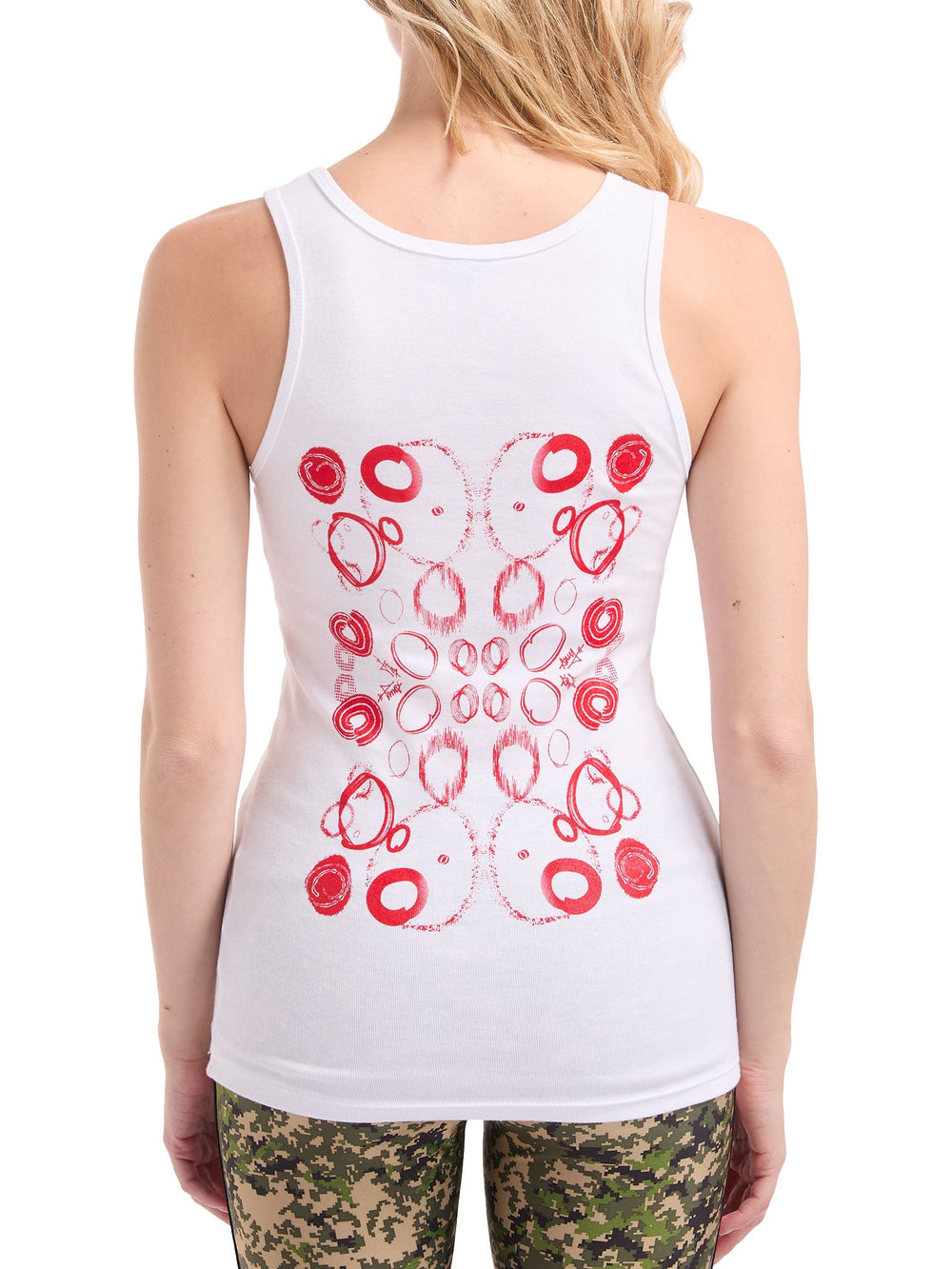 Amy Page DeBlasio Tank Tops Tank Top with Custom Print Graphic in White Cotton