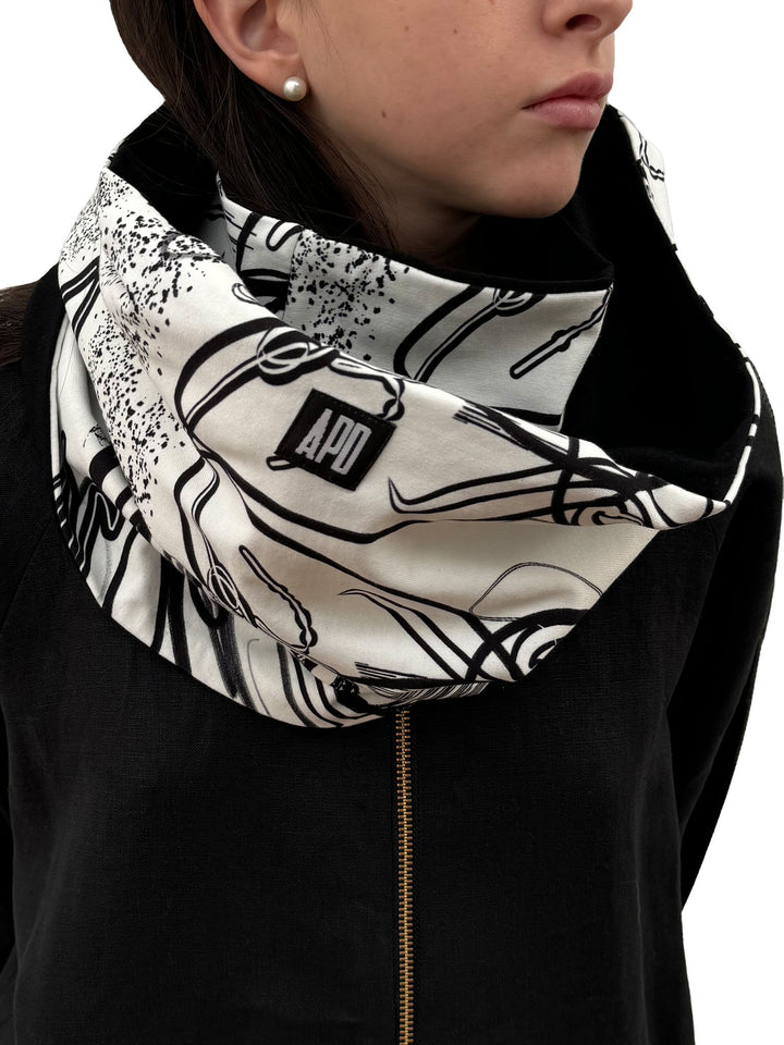 Reversible Pocket Infinity Scarf in Custom Print Cotton Terry