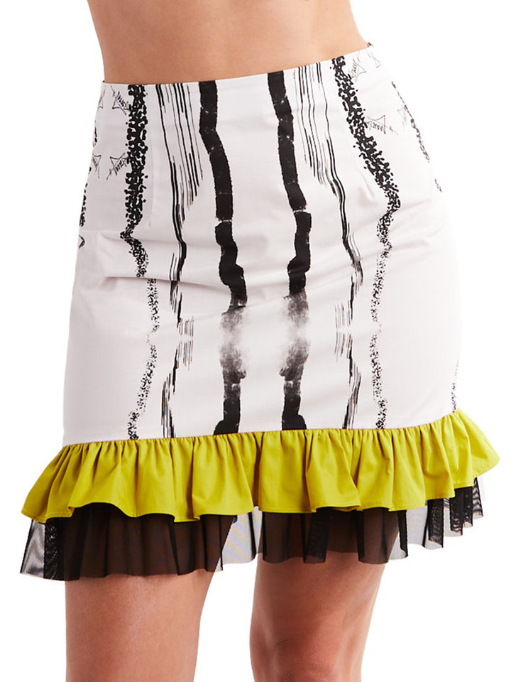 Short Ruffle Skirt in Custom Print Cotton
