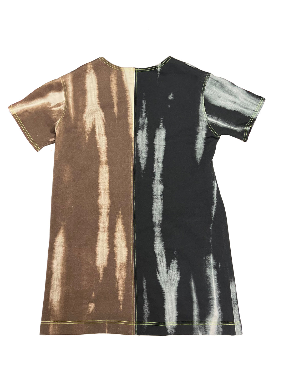 V-Neck Dress in Custom Print Color Block French Terry Cotton