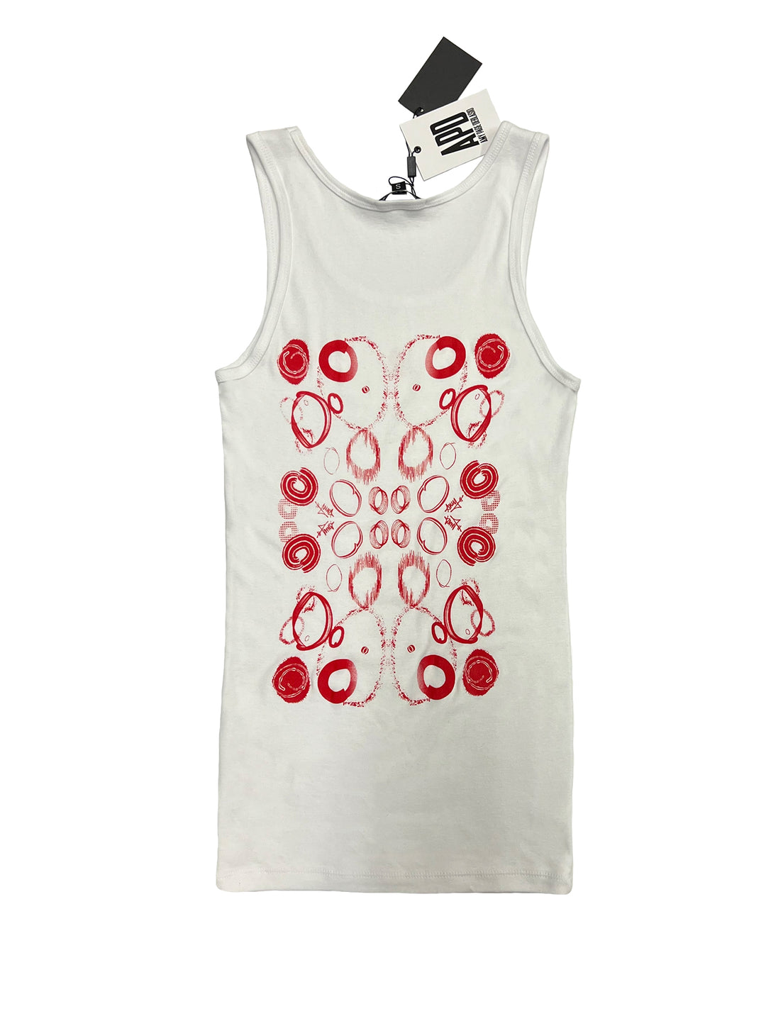 Tank Top with Custom Print Graphic in White Cotton