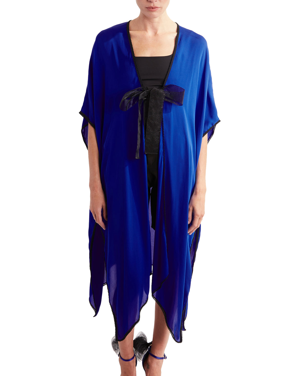 Silk Kimono Shawl in Cobalt Blue (40% OFF)
