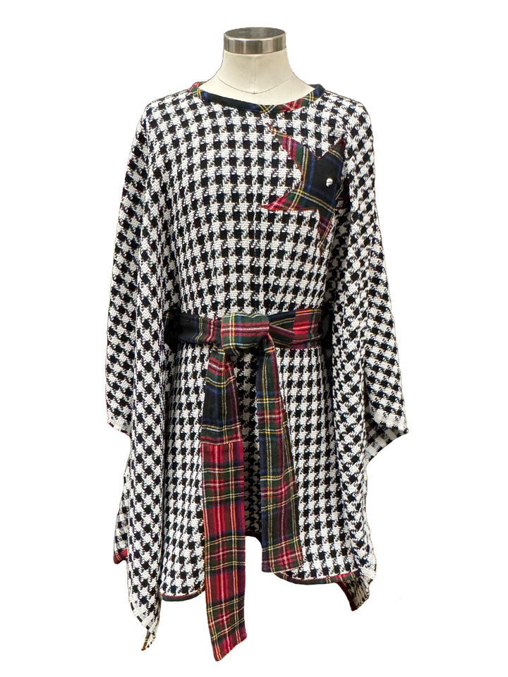 Our Lady of Guadalupe Belted Houndstooth Poncho