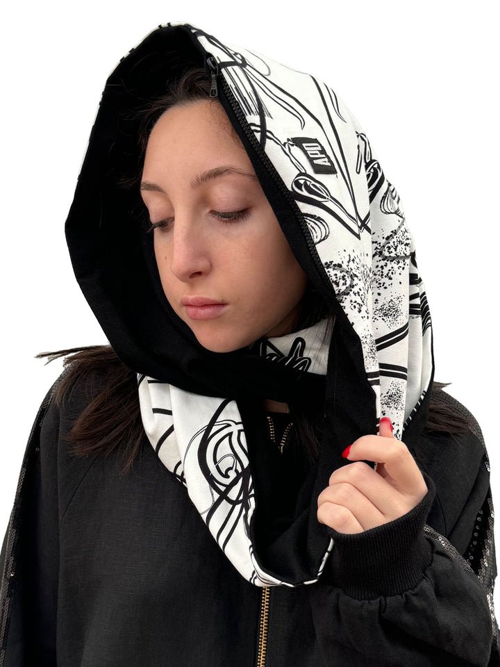 Reversible Pocket Infinity Scarf in Custom Print Cotton Terry