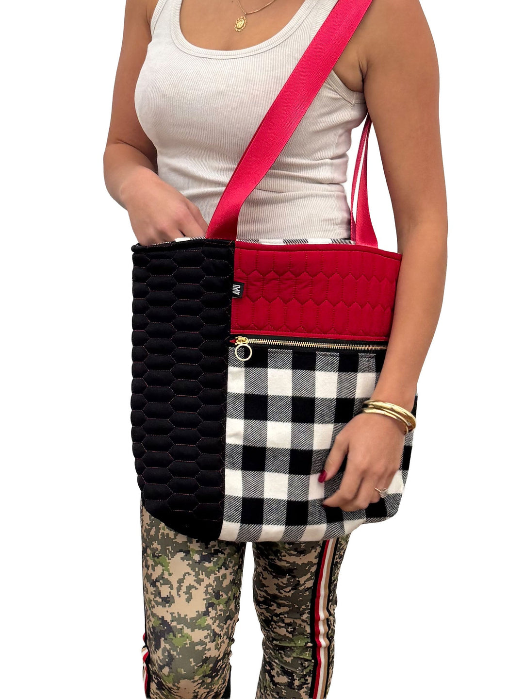 Amy Page DeBlasio Tote Bag Check and Quilted No Waste Tote Bag