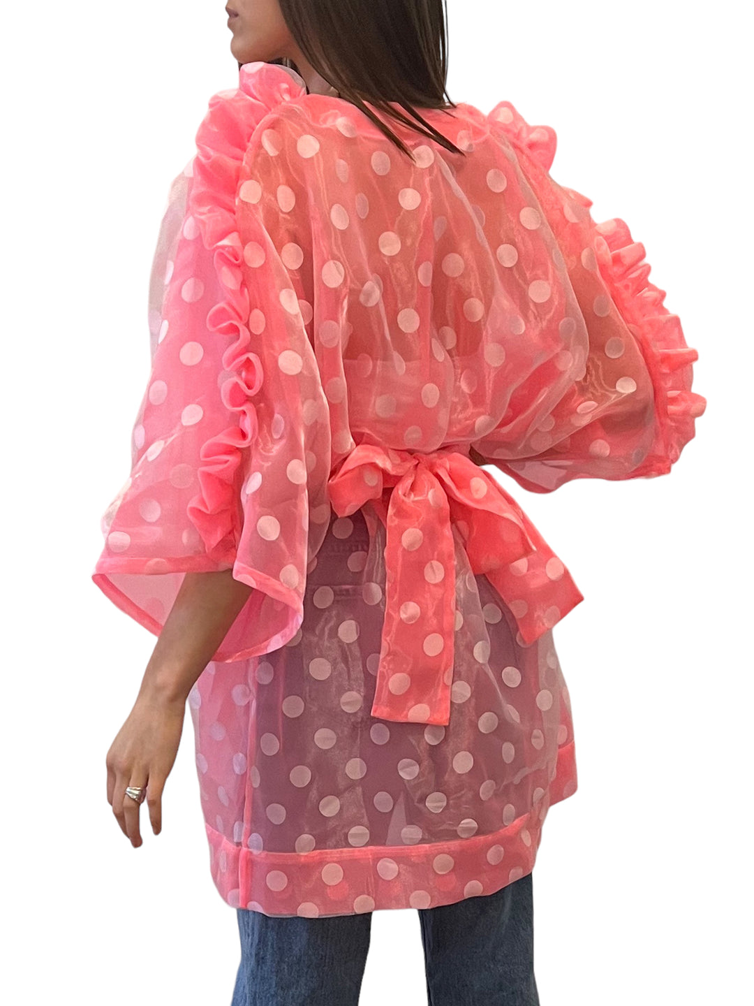 Sheer Ruffle Kimono Dress
