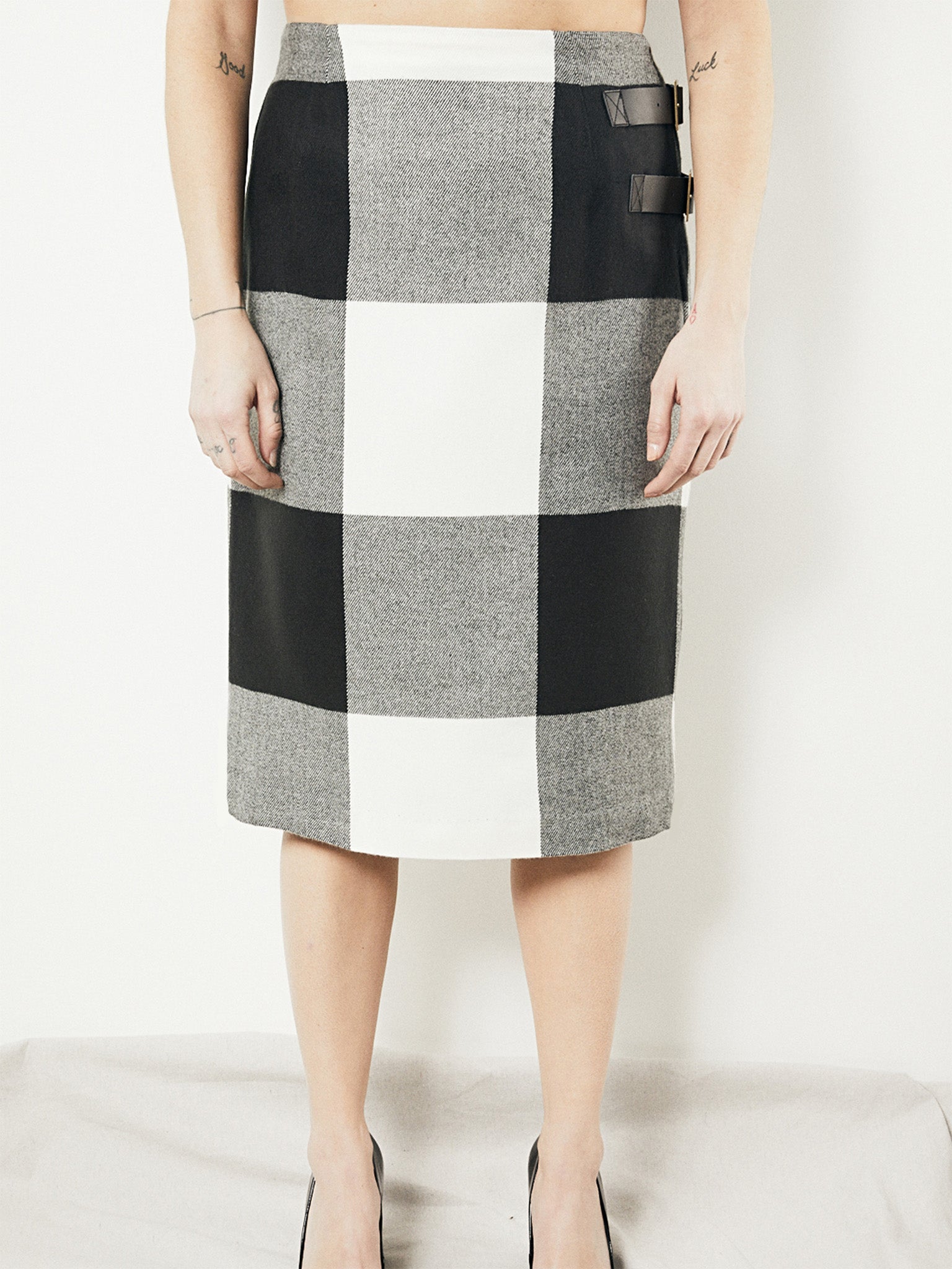 Off white 2024 plaid pencil skirt