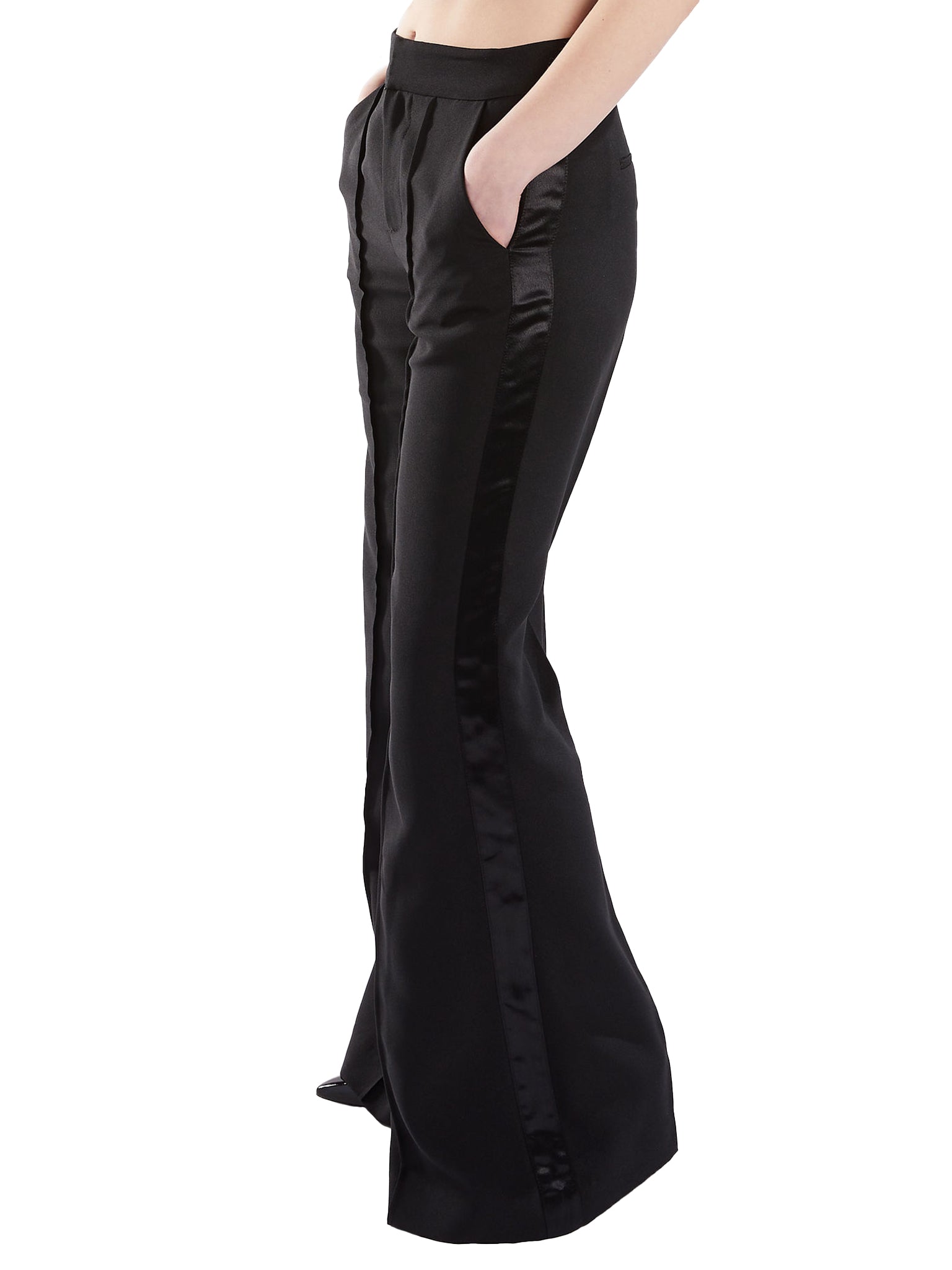 Warehouse wide leg tuxedo trousers in black | ASOS