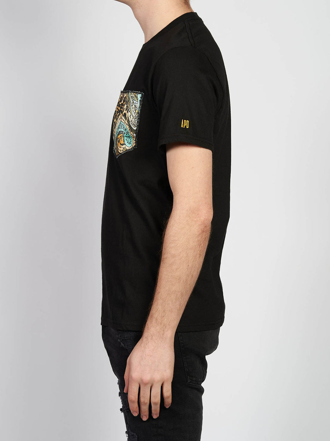 Black Tee with Leopard/Paisley Pocket (25% OFF)
