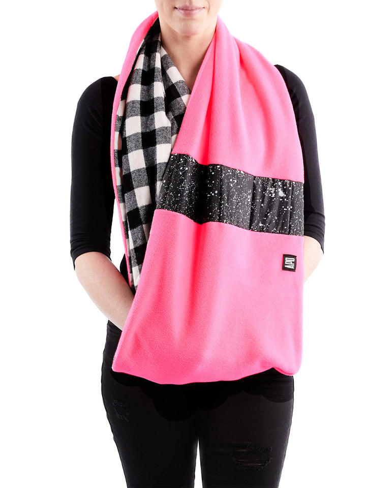 Pink fleece infinity scarf 