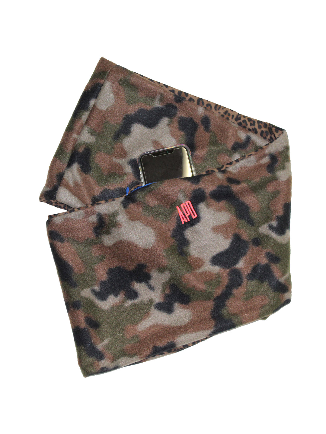 Reversible Pocket Infinity Scarf in Leopard and Camo Print (25% OFF)