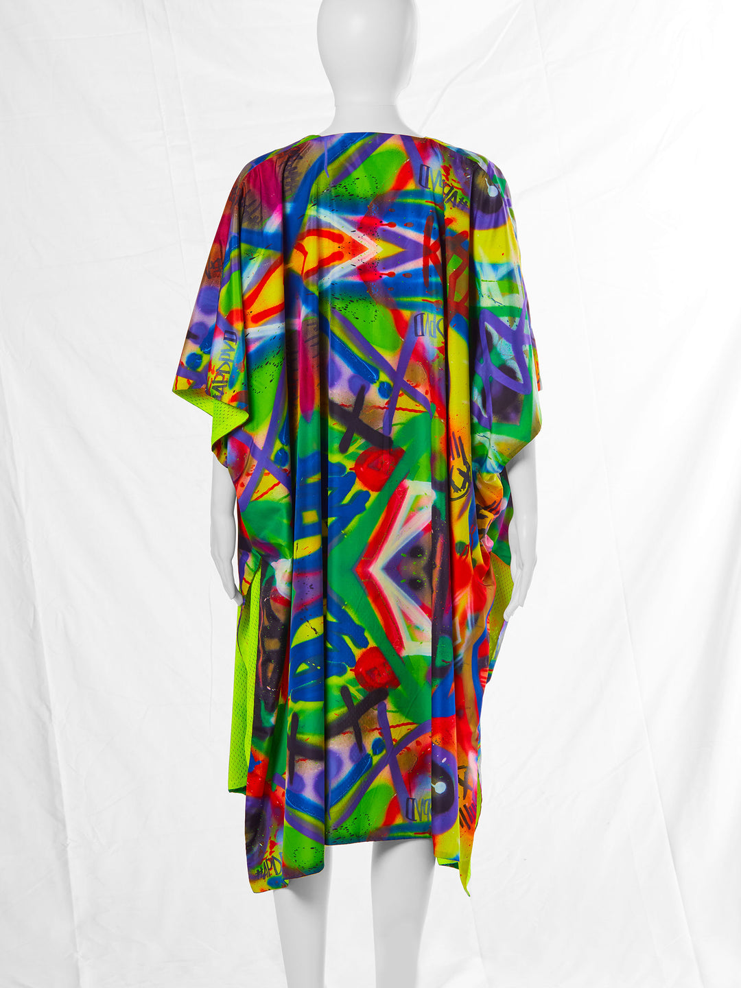 Reversible Kimono Shawl in Graffiti Print and Neon Mesh (20% OFF)