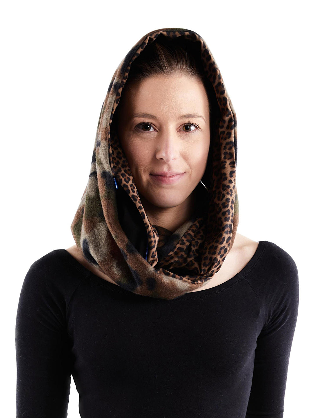 Reversible Pocket Infinity Scarf in Leopard and Camo Print (25% OFF)