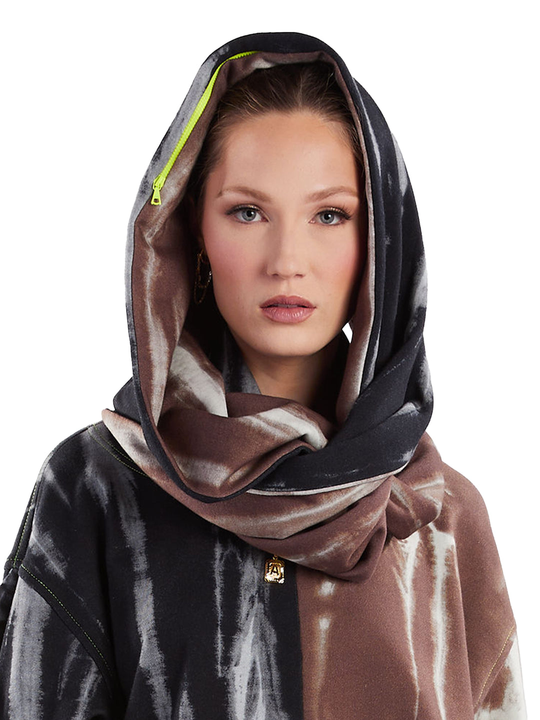 Tie dye scarf used for hood or hijab 
