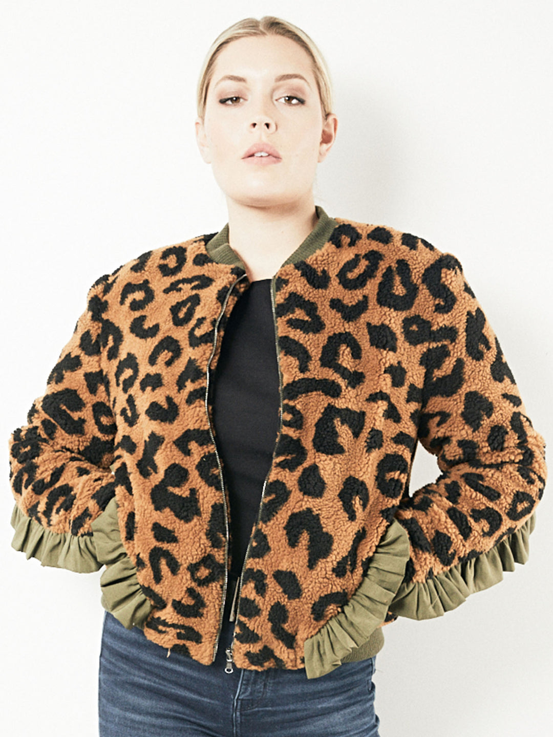 Leopard sherpa jacket