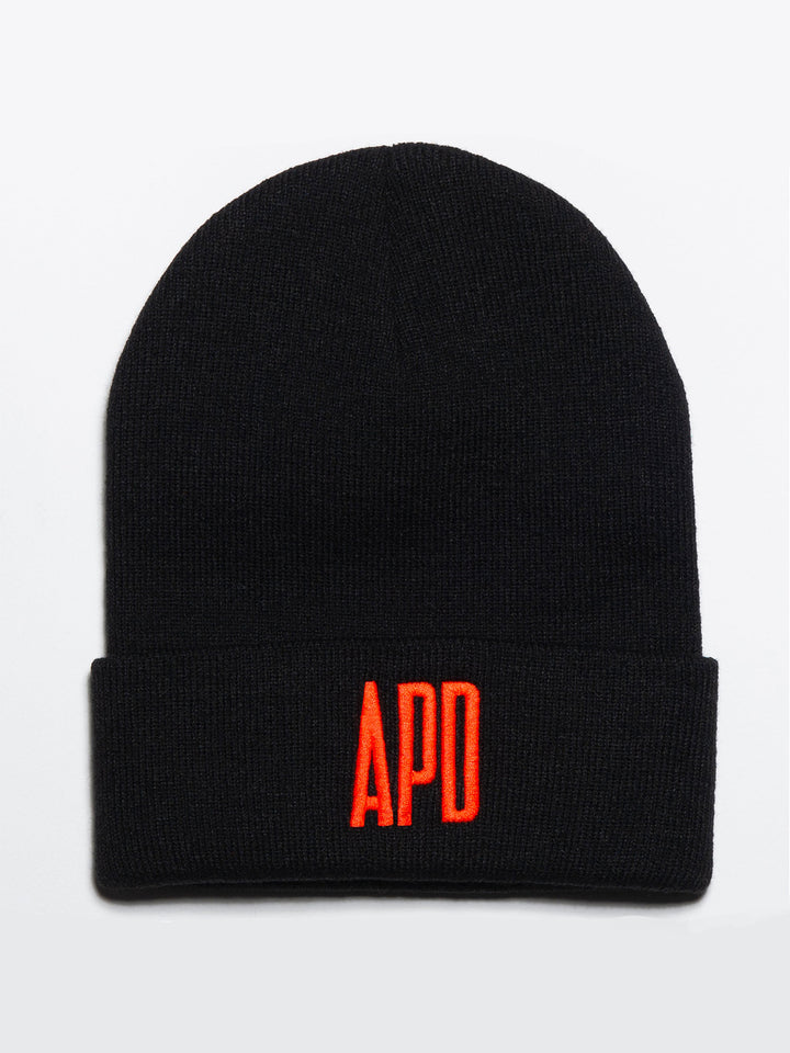 Beanie in Black with Neon Embroidered Logo