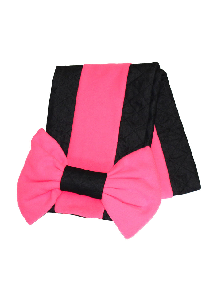 Bow Scarf in Black and Neon Pink (60% OFF)