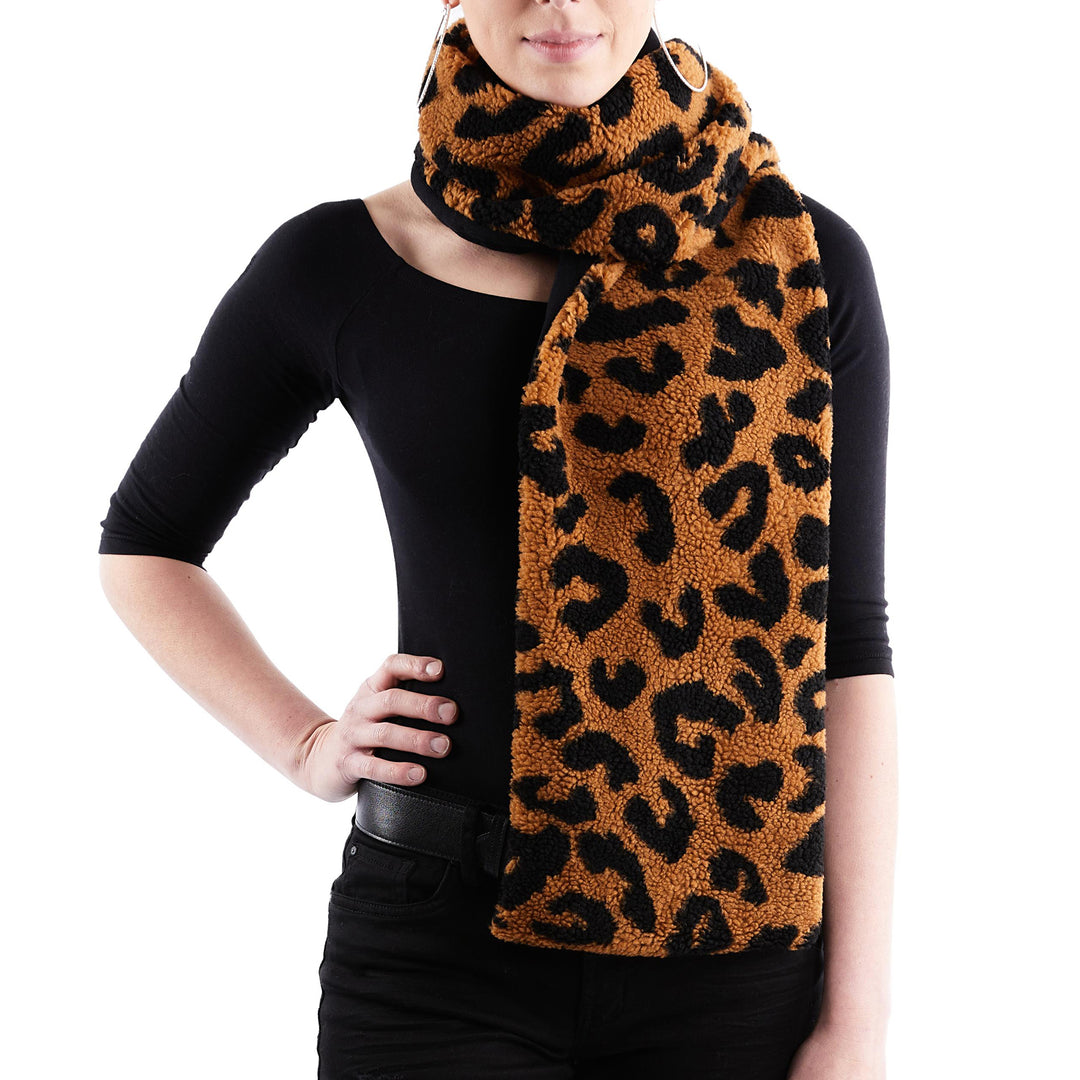 Leopard sherpa scarf