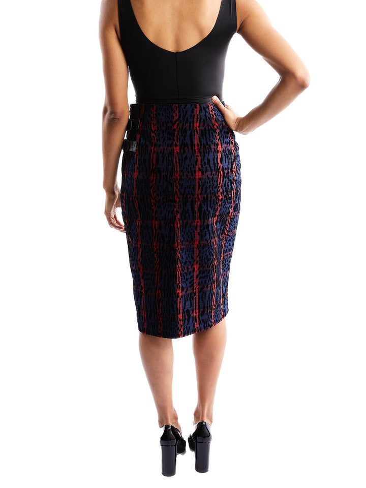 Pencil Skirt in Leopard and Plaid