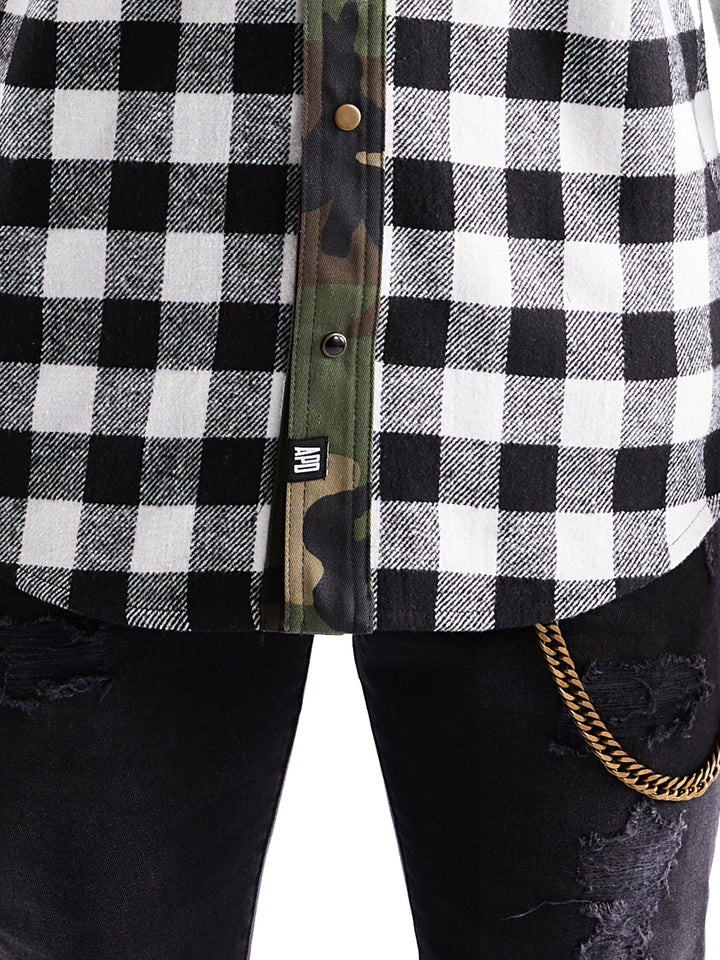Western Shirt in Black Checked Flannel and Camo (25% OFF)