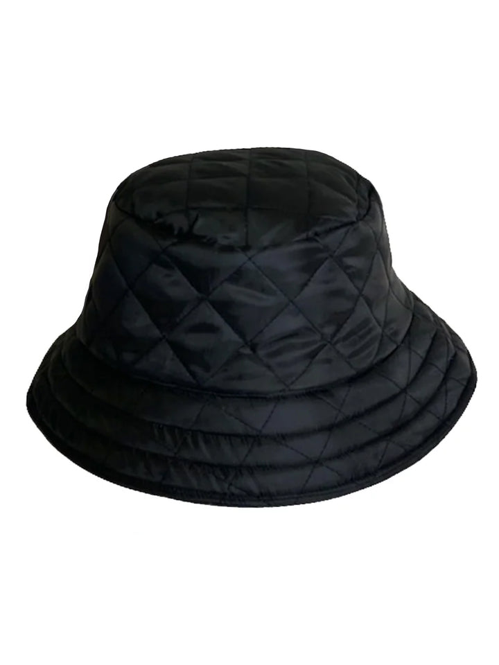 Reversible black quilted bucket hat