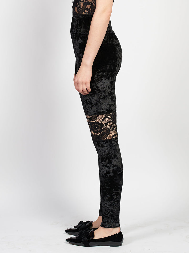 Black Velvet and Lace Leggings