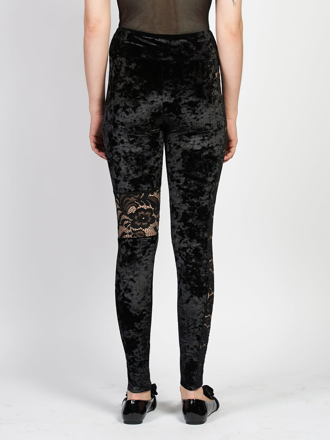 Black crushed velvet leggings