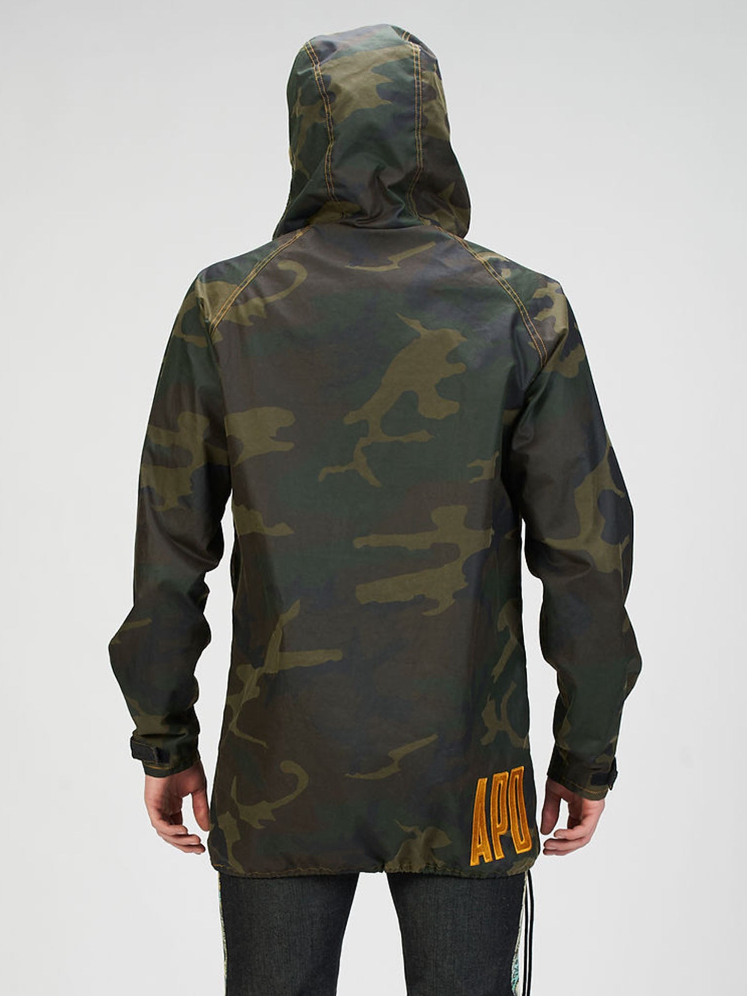 Hooded Waxed Cotton Anorak in Camo & Leopard Print (40% Off